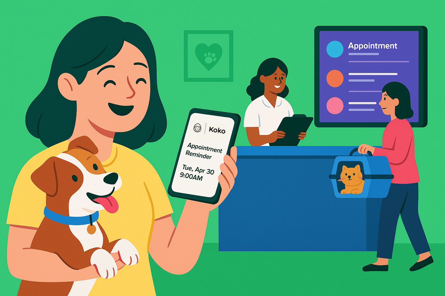 Happy pet parents using Koko's digital services