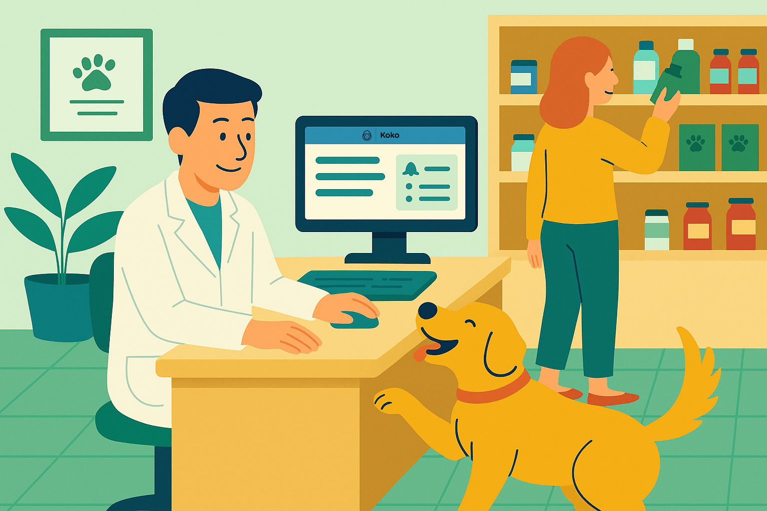 Illustration of veterinary software interface